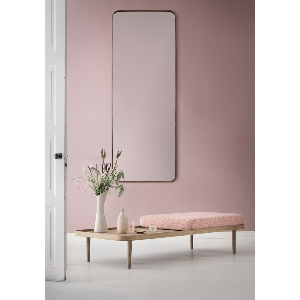 Phiale 53" Tall Rectangle Wall Mirror, Brown-Mirrors-DECOROLALA