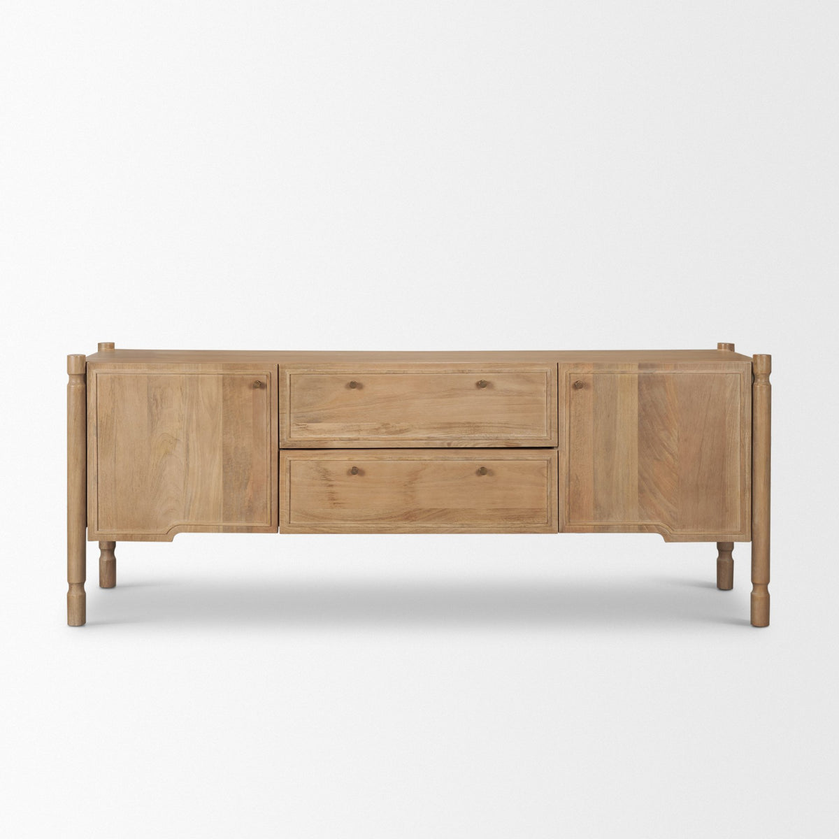 Phil Dark Brown Wood 2 Door 1 Drawer w/ Pull Down Media Console-Media Console-DECOROLALA