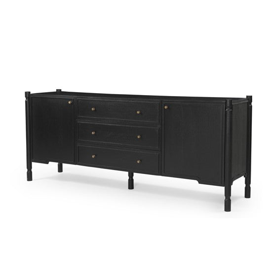 Phil Dark Brown Wood 2 Door 3 Drawer Closed Sideboard-Sideboards & Buffets-DECOROLALA