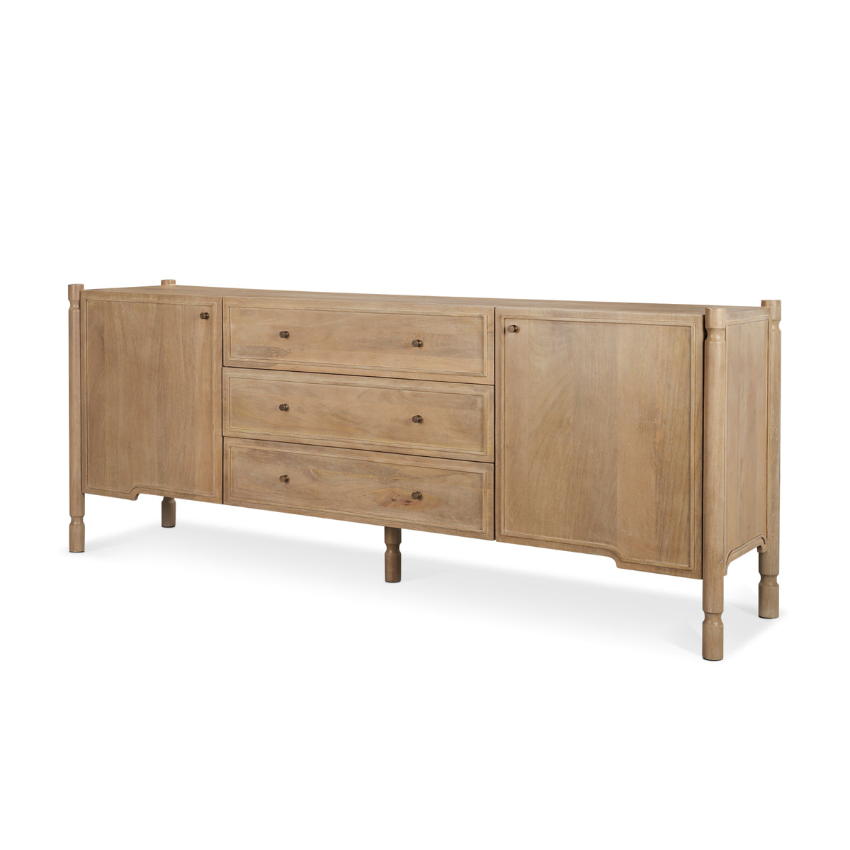 Phil Dark Brown Wood 2 Door 3 Drawer Closed Sideboard-Sideboards & Buffets-DECOROLALA
