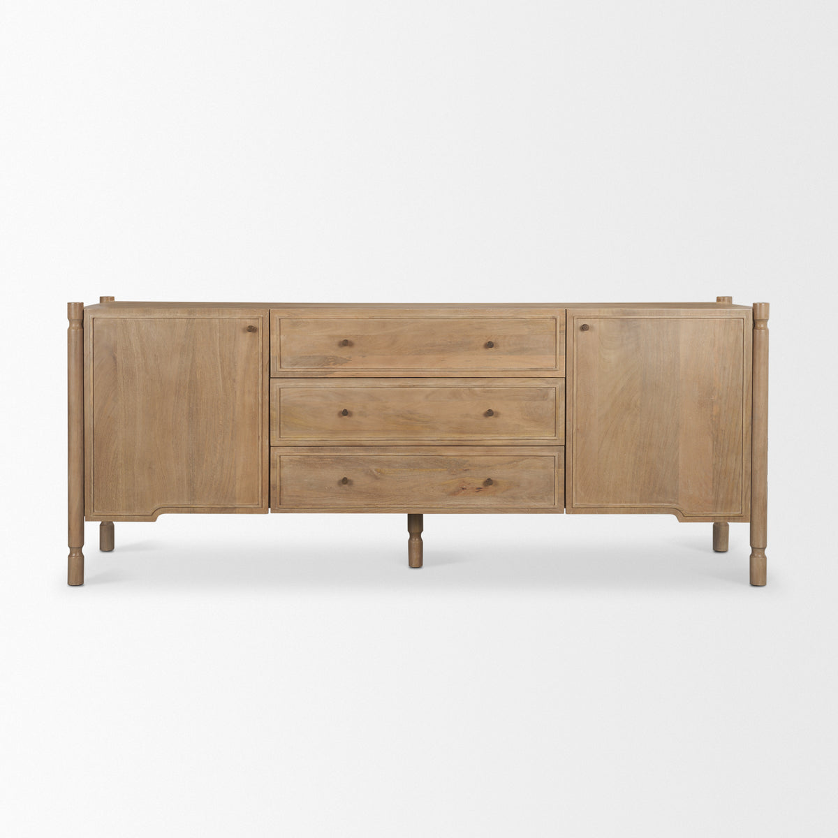 Phil Dark Brown Wood 2 Door 3 Drawer Closed Sideboard-Sideboards & Buffets-DECOROLALA