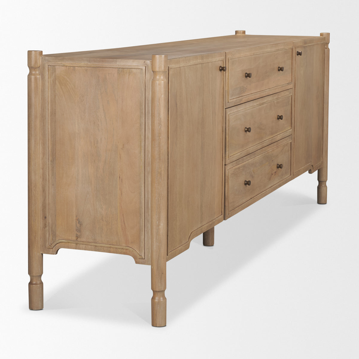 Phil Dark Brown Wood 2 Door 3 Drawer Closed Sideboard-Sideboards & Buffets-DECOROLALA