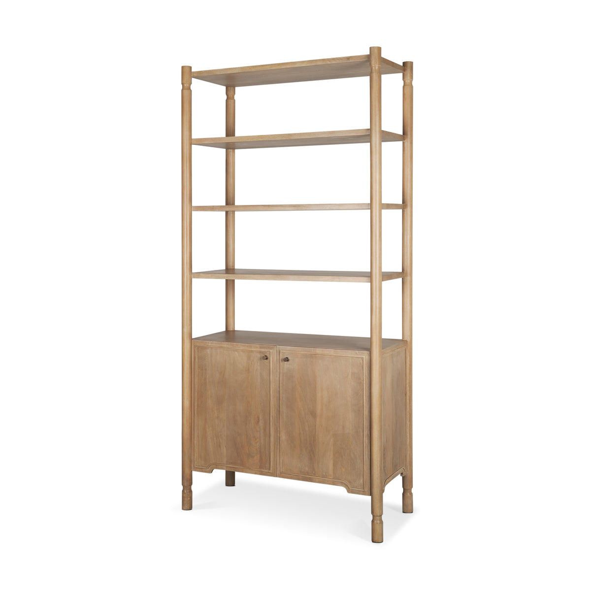 Phil Dark Brown Wood 2 Door 3 Shelves Open Shelving Unit-Shelving-DECOROLALA
