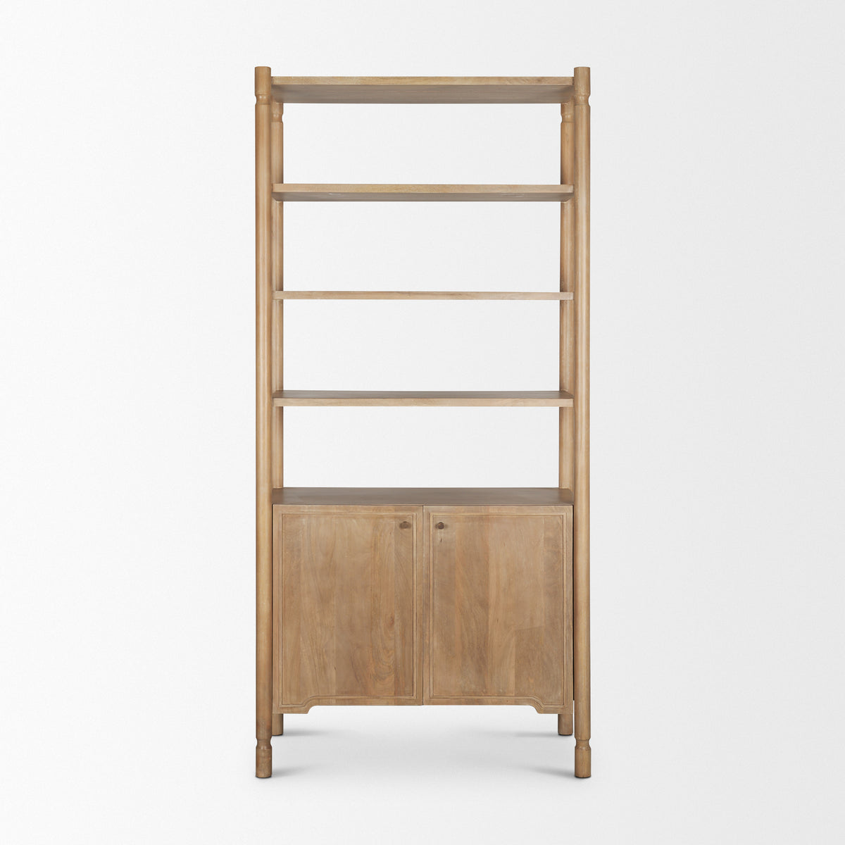 Phil Dark Brown Wood 2 Door 3 Shelves Open Shelving Unit-Shelving-DECOROLALA