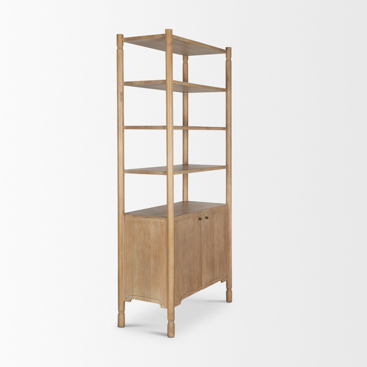 Phil Dark Brown Wood 2 Door 3 Shelves Open Shelving Unit-Shelving-DECOROLALA