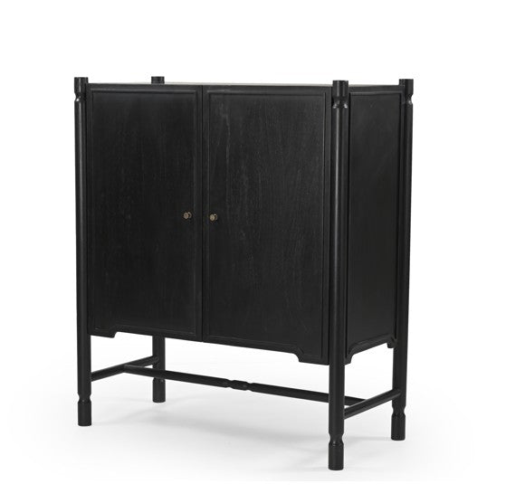 Phil Dark Brown Wood 2 Door Bar Cabinet-Cabinets-DECOROLALA