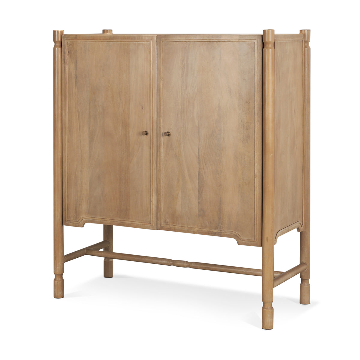 Phil Dark Brown Wood 2 Door Bar Cabinet-Cabinets-DECOROLALA