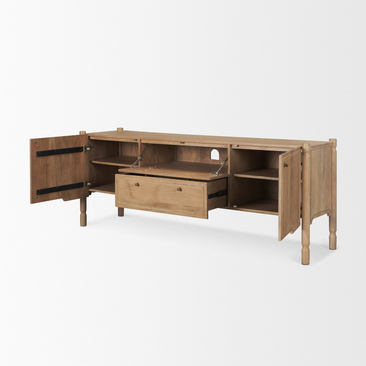 Phil Dark Brown Wood Media Console-Media Consoles-DECOROLALA