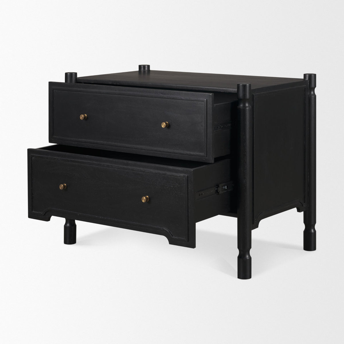 Phil Dark Wood 2 Drawer Nightstand-Nightstands-DECOROLALA