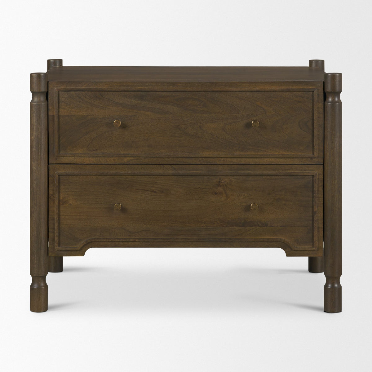 Phil Dark Wood 2 Drawer Nightstand-Nightstands-DECOROLALA