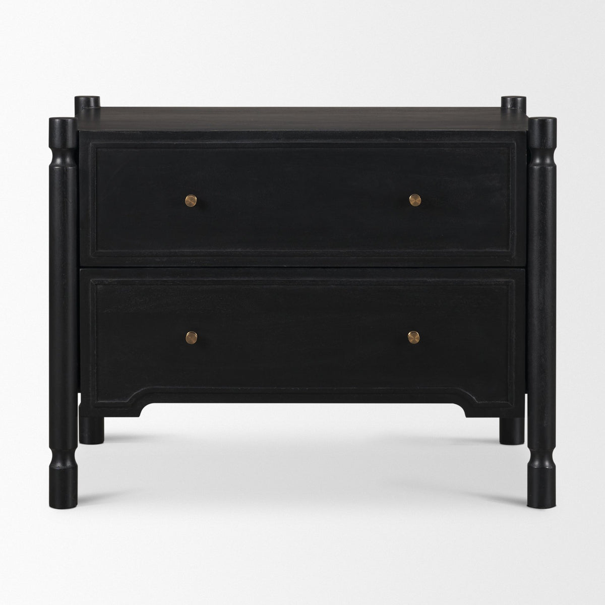 Phil Dark Wood 2 Drawer Nightstand-Nightstands-DECOROLALA