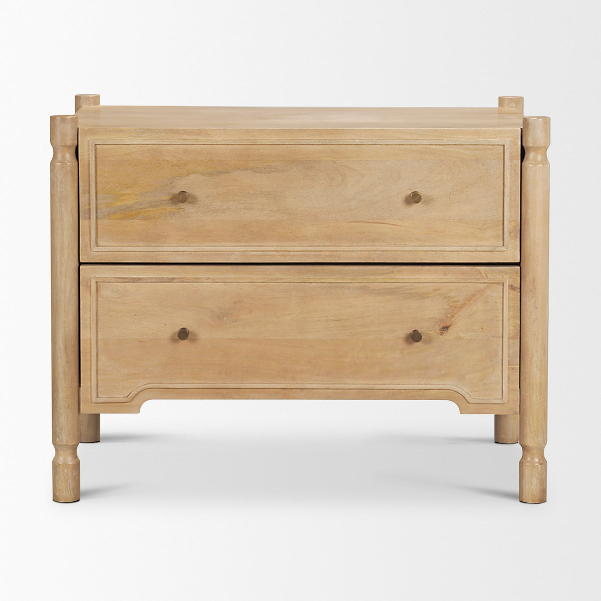 Phil Dark Wood 2 Drawer Nightstand-Nightstands-DECOROLALA