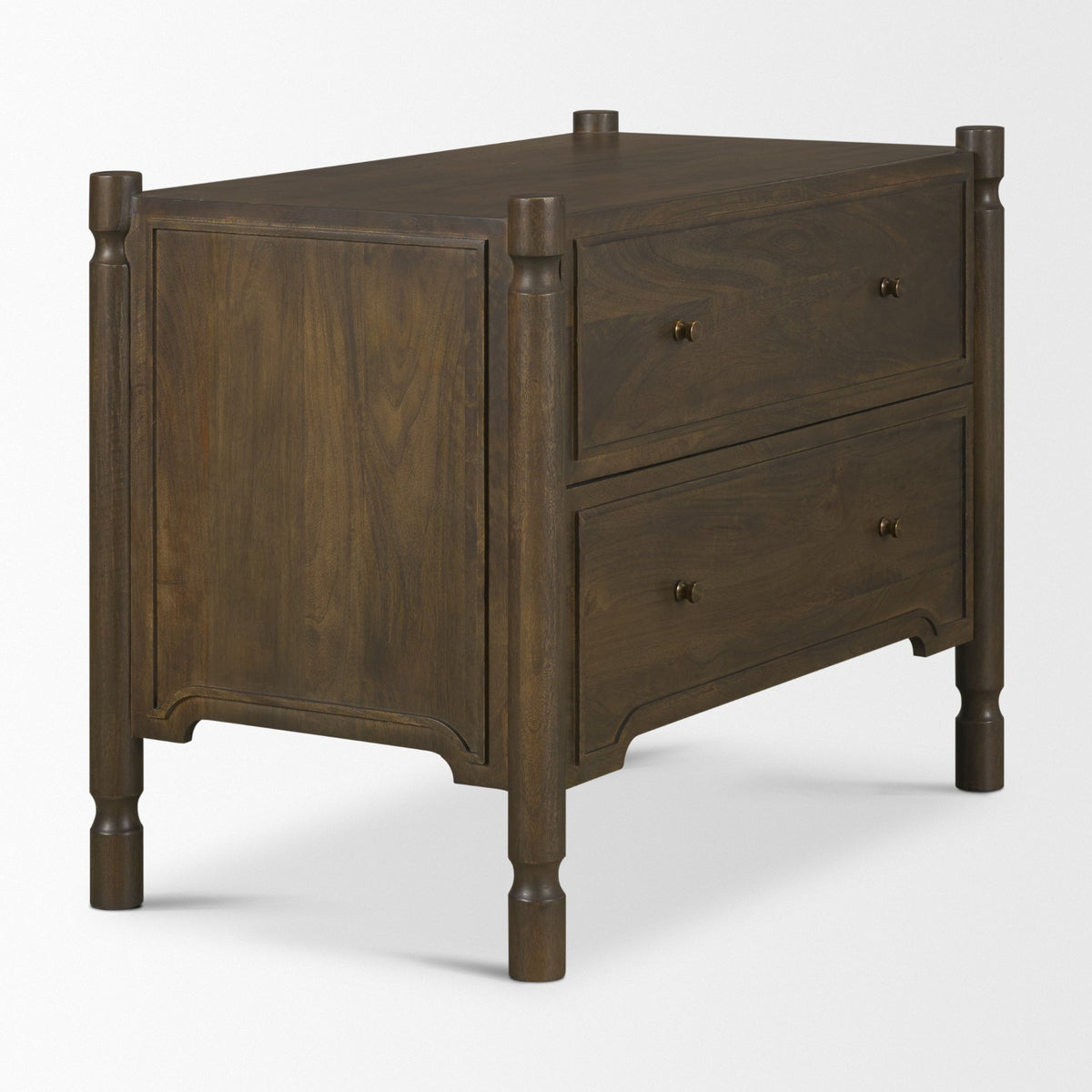 Phil Dark Wood 2 Drawer Nightstand-Nightstands-DECOROLALA