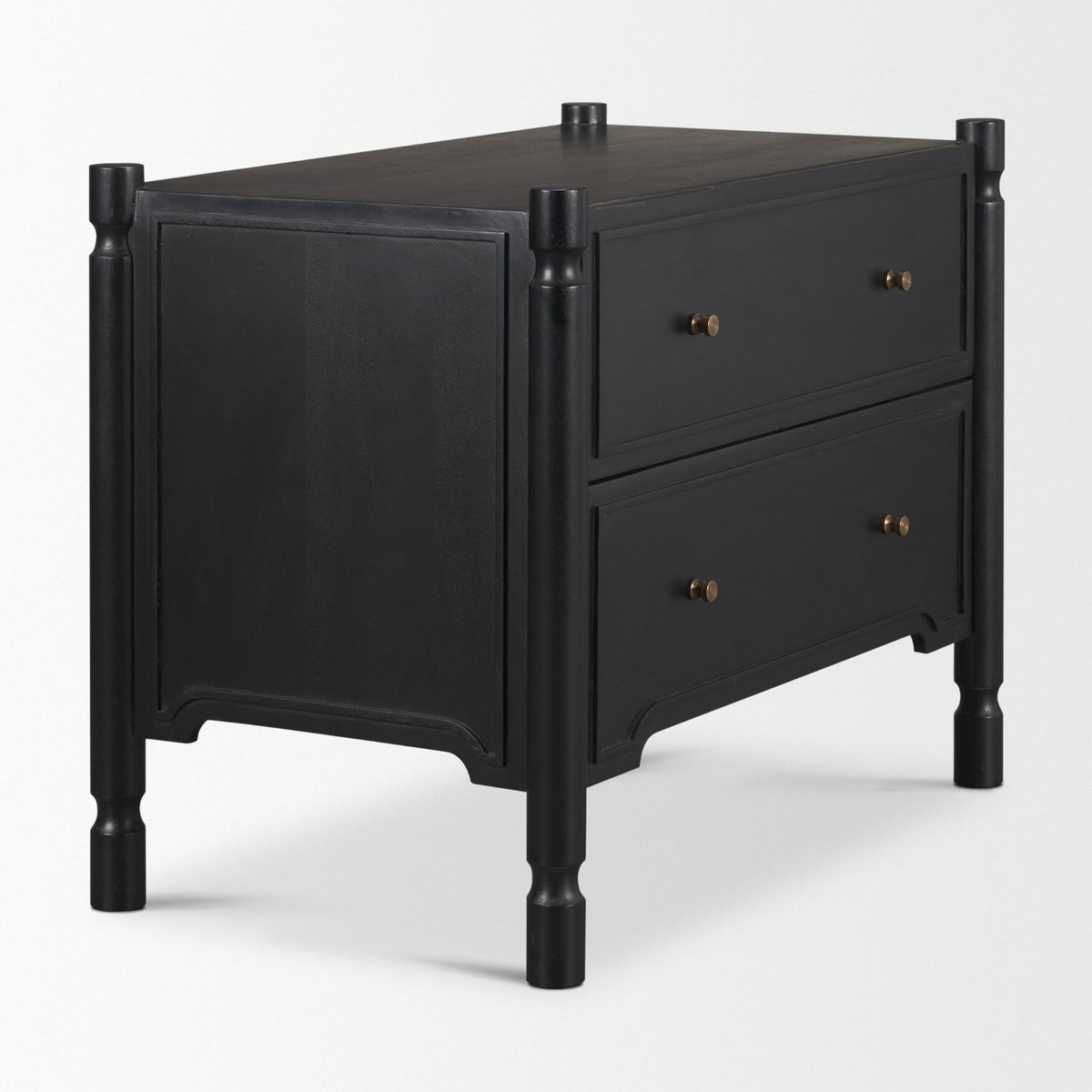 Phil Dark Wood 2 Drawer Nightstand-Nightstands-DECOROLALA