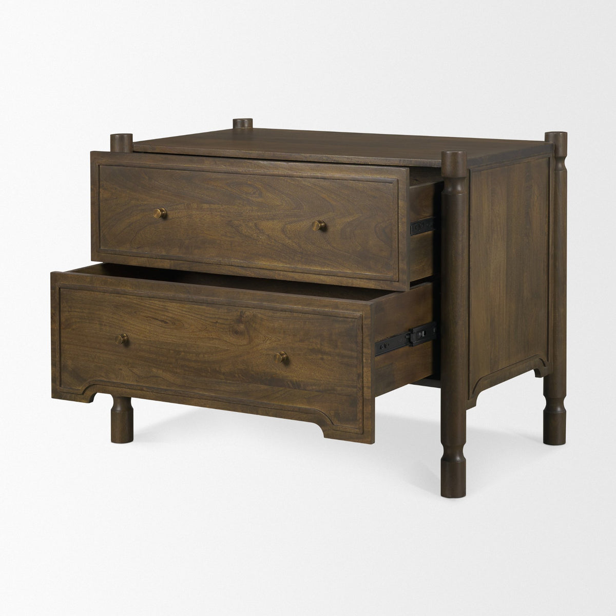 Phil Dark Wood 2 Drawer Nightstand-Nightstands-DECOROLALA