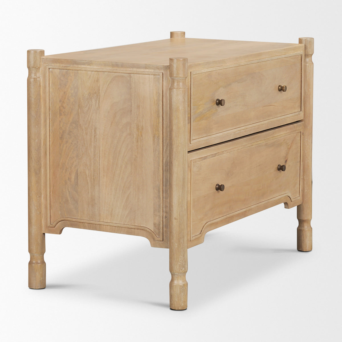 Phil Dark Wood 2 Drawer Nightstand-Nightstands-DECOROLALA
