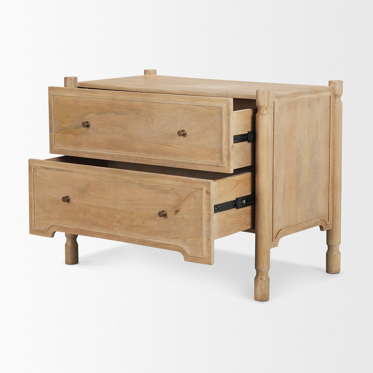 Phil Dark Wood 2 Drawer Nightstand-Nightstands-DECOROLALA
