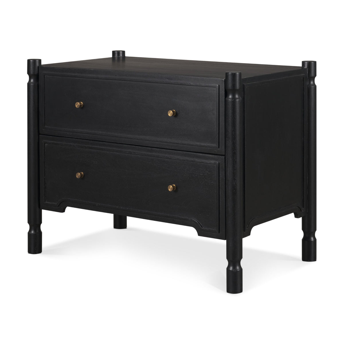 Phil Dark Wood 2 Drawer Nightstand-Nightstands-DECOROLALA