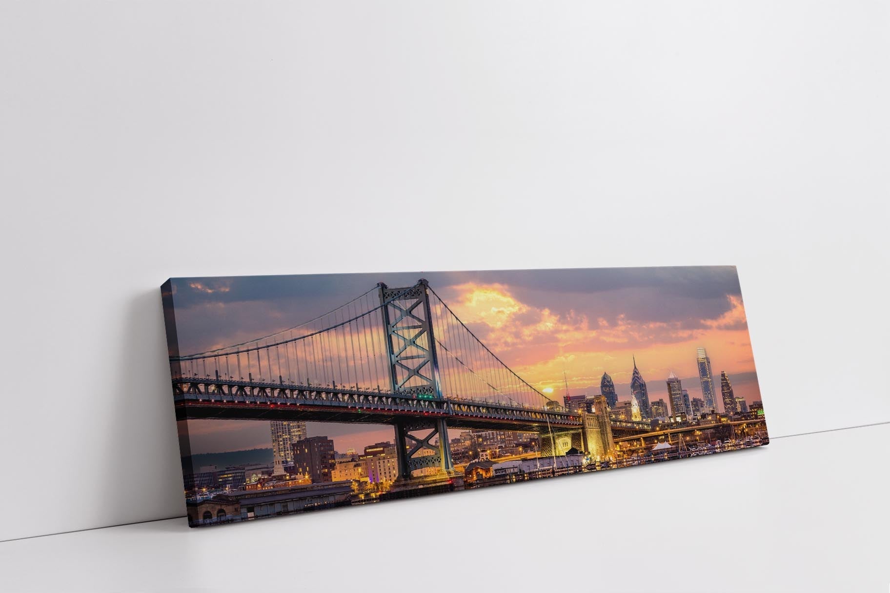 Philadelphia Skyline 72" x 24" Fine Art Canvas Glitter-Canvas Print-DECOROLALA
