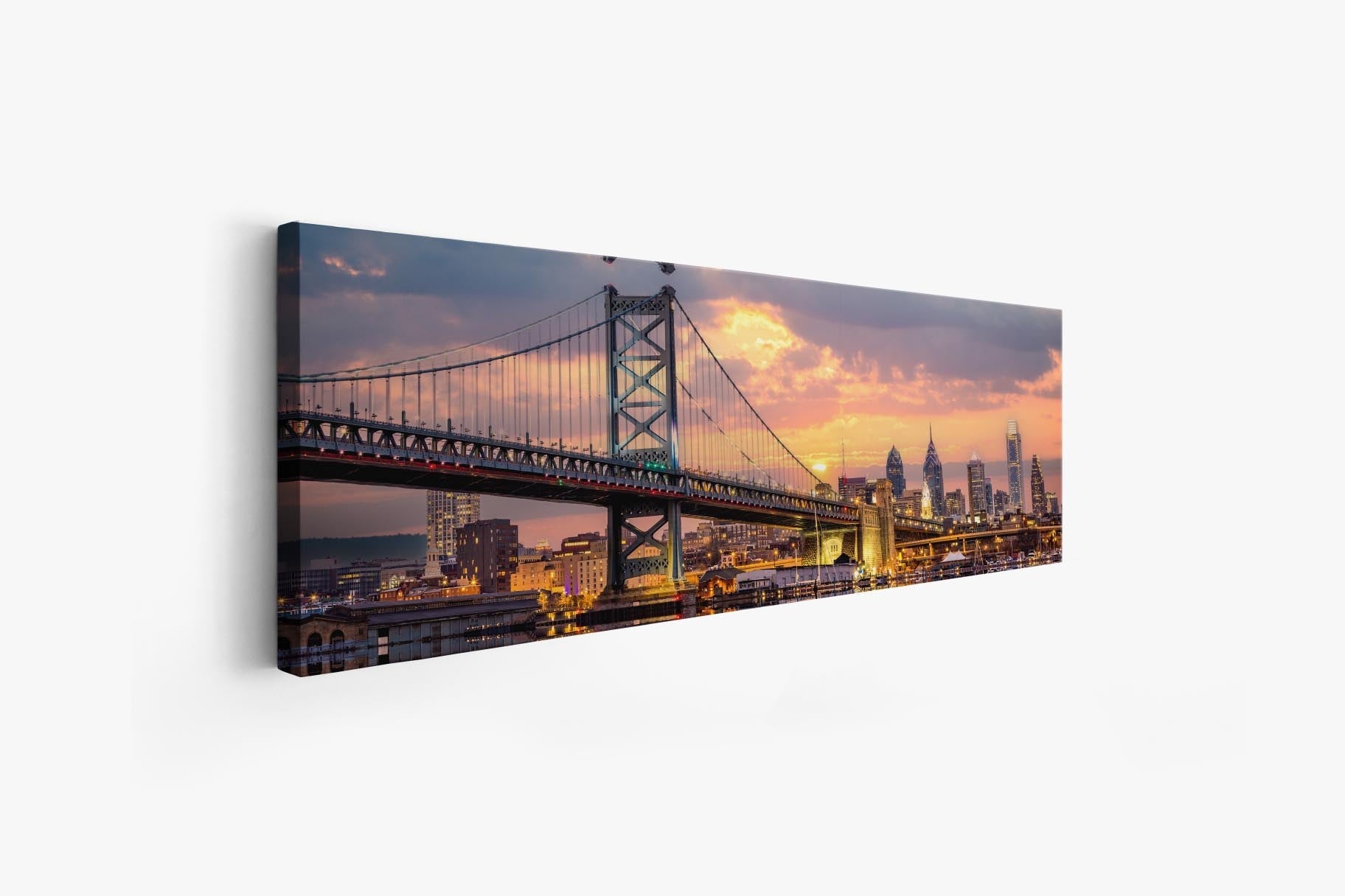 Philadelphia Skyline 72" x 24" Fine Art Canvas Glitter-Canvas Print-DECOROLALA