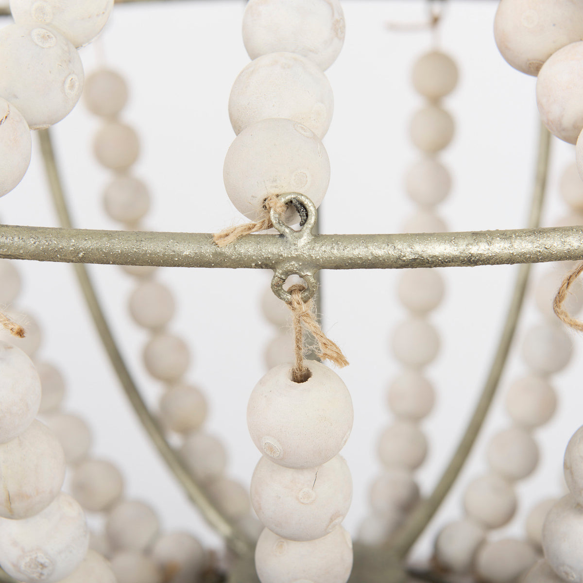 Phillum (29"x37") Silver Metal Chassis and White Wood Beaded Six Bulb Chandelier-Chandeliers-DECOROLALA