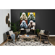 Phineas Black Leather W/ Brown Wooden Frame Accent Chair-Accent Chairs-DECOROLALA