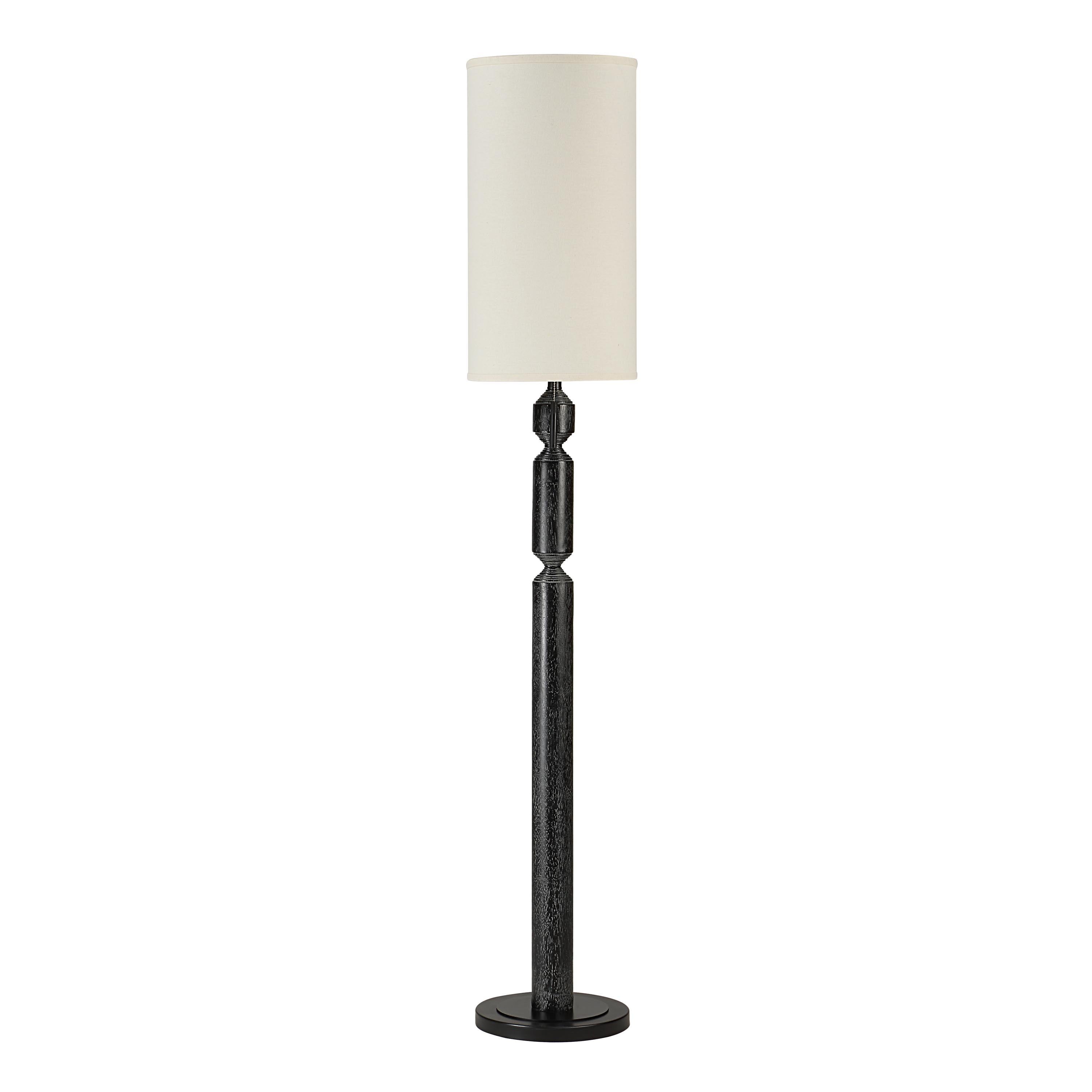 Phoenix 68" Floor Lamp, Black with Cream Shade-Floor Lamp-DECOROLALA