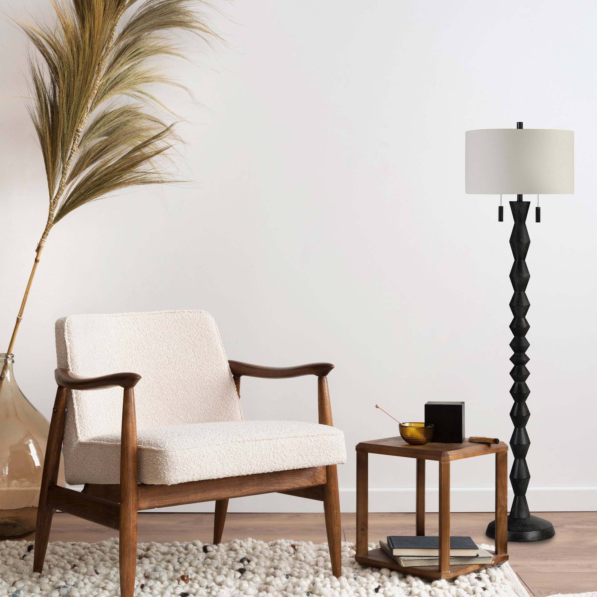 Phyllis 75.75" Height Floor Lamp, Black-Floor Lamp-DECOROLALA