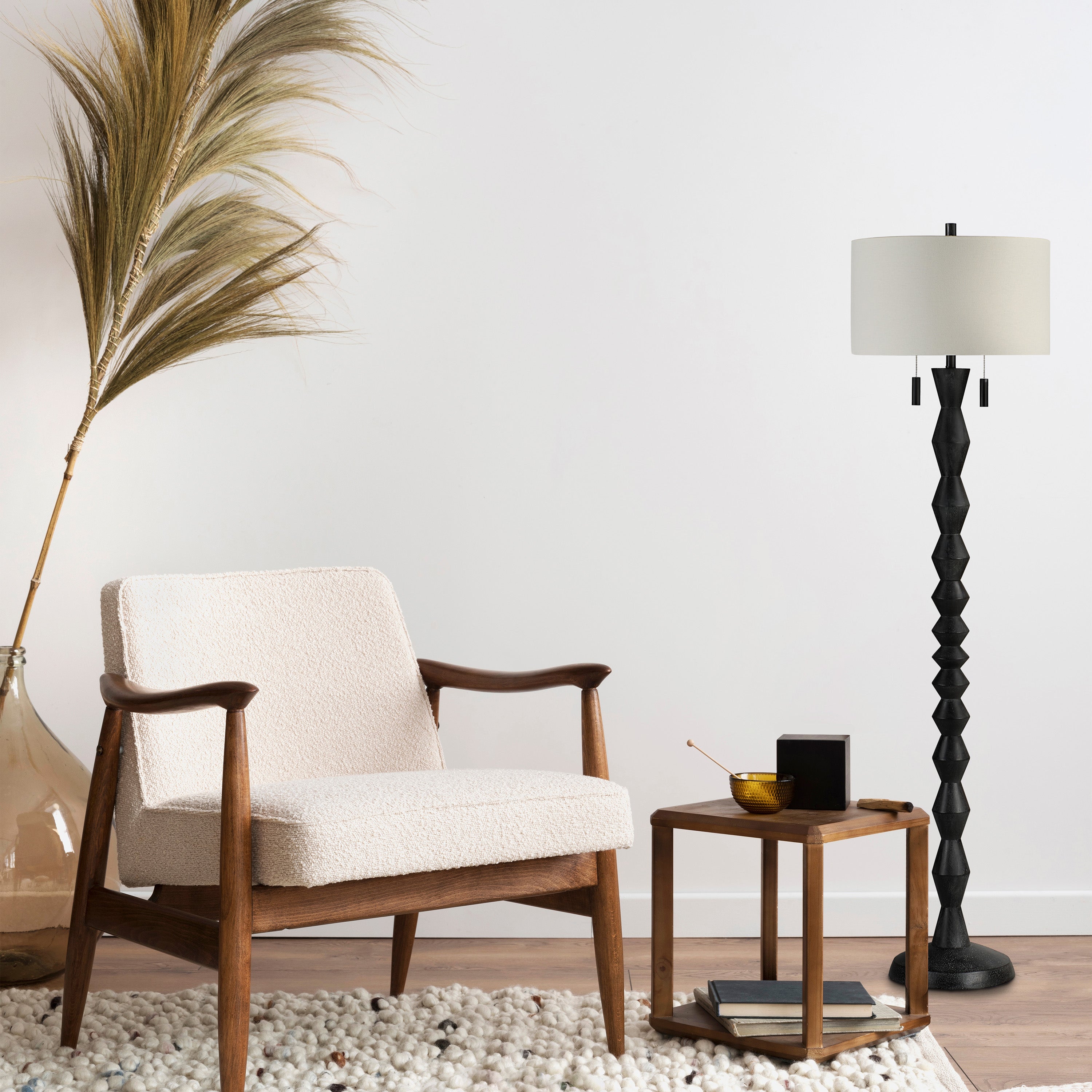 Phyllis 75.75" Height Floor Lamp, Black-Floor Lamp-DECOROLALA