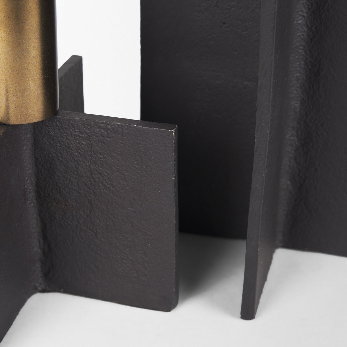 Pia Matte Black w/ Brushed Gold Metal Taper Candleholder (Set of 2)-Table Candle Holders-DECOROLALA