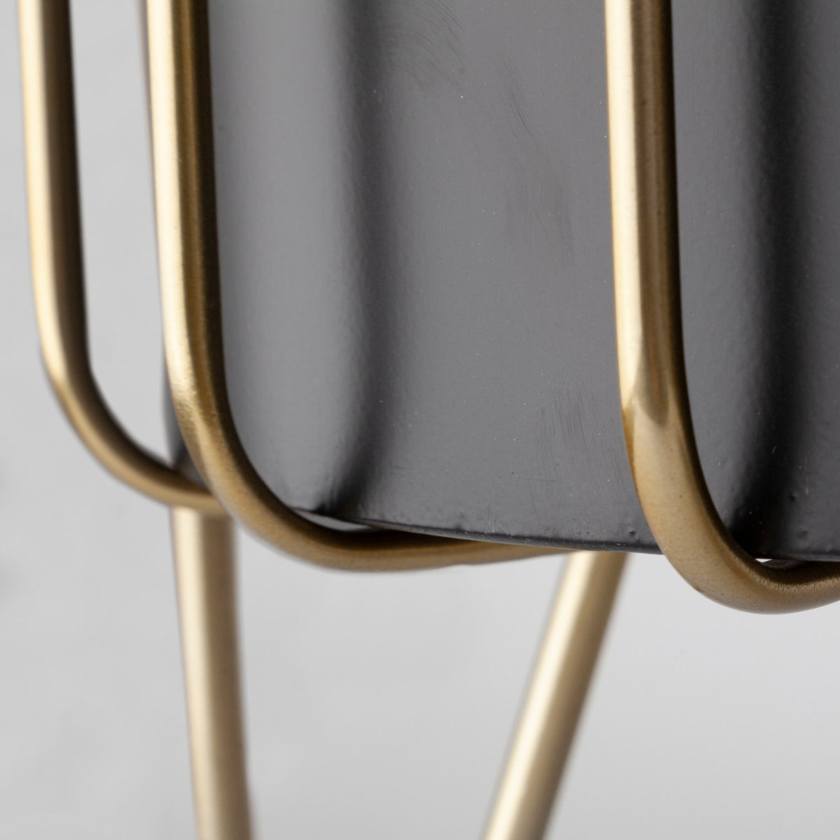 Pianta 13 x 21 Set of Two Black Metal Insert Brass Frame Plant Stands-Plant & Magazine Racks-DECOROLALA