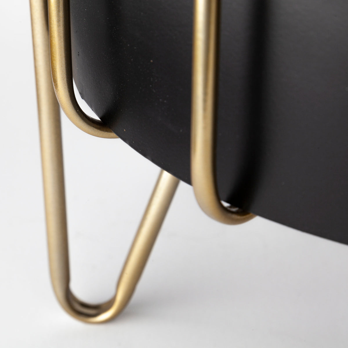 Pianta 13 x 21 Set of Two Black Metal Insert Brass Frame Plant Stands-Plant & Magazine Racks-DECOROLALA