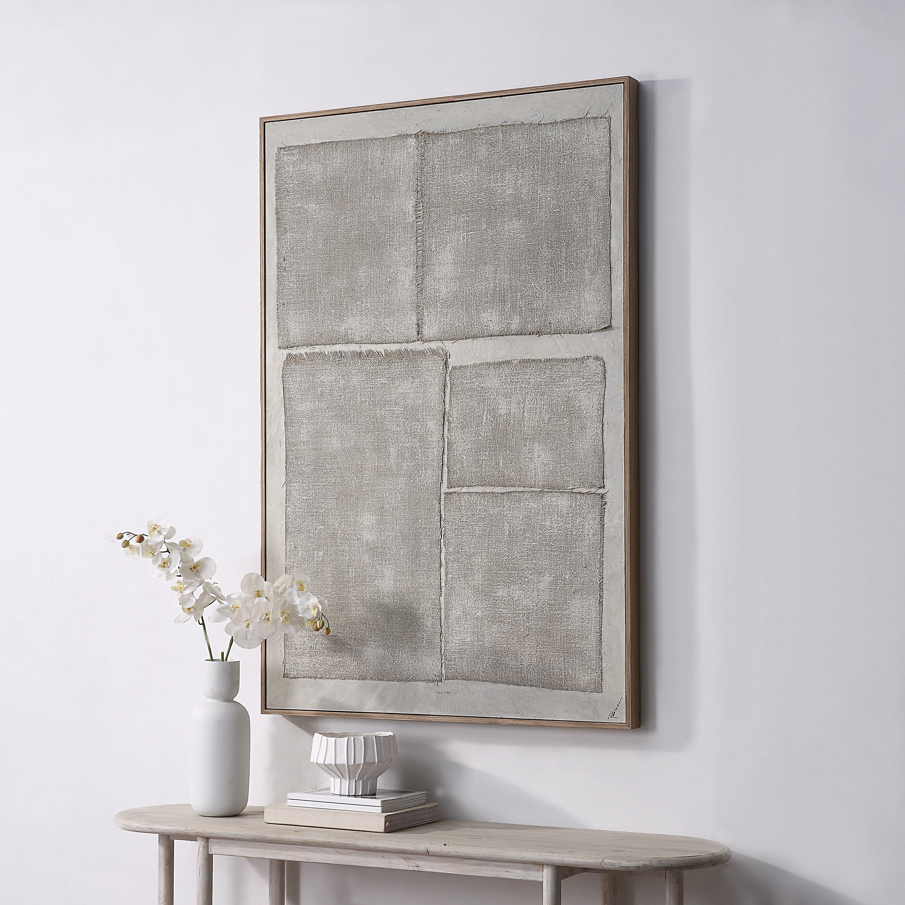 Picardy 60.3" Wide Wall Art with Wood Frame, Oak-Canvas Art-DECOROLALA