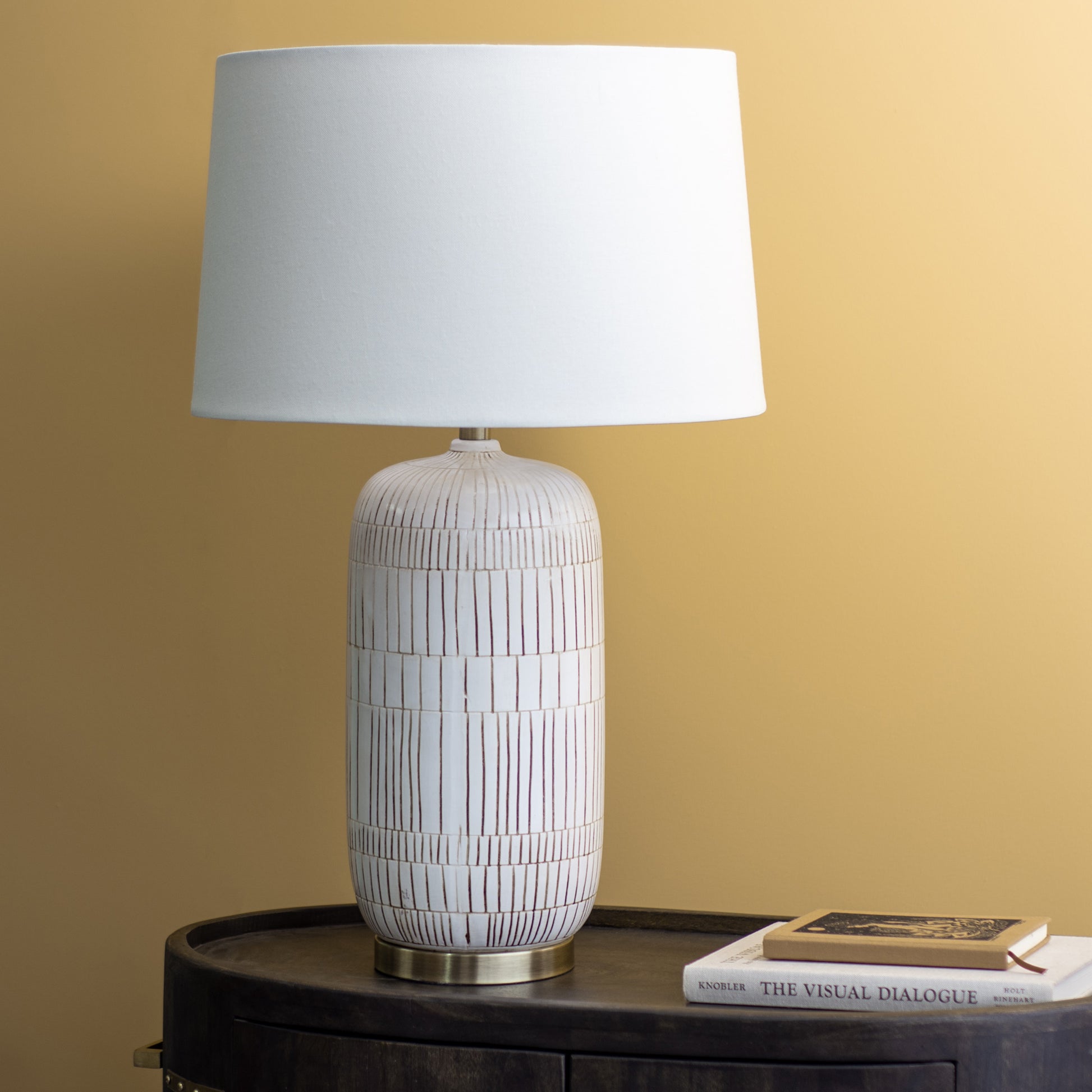 Pierce 29" Length Table Lamp, Cream-Table Lamp-DECOROLALA