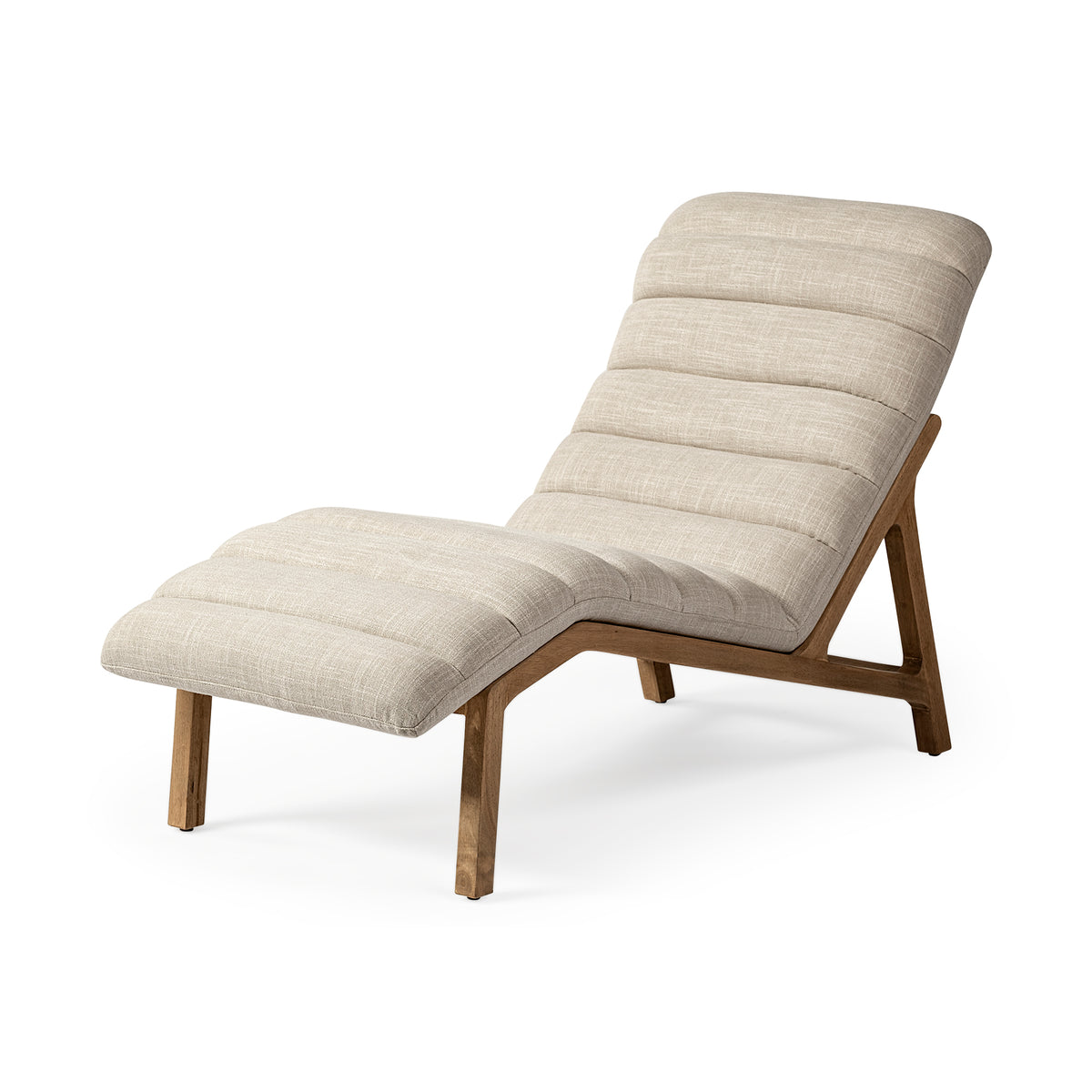 Pierre Beige Fabric Chaise Lounge Chair-Chaise Lounges-DECOROLALA