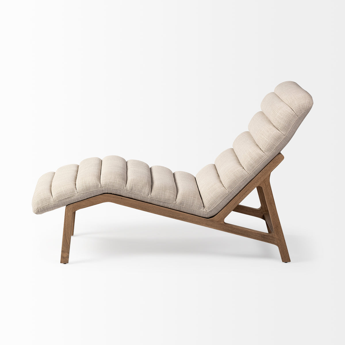 Pierre Beige Fabric Chaise Lounge Chair-Chaise Lounges-DECOROLALA