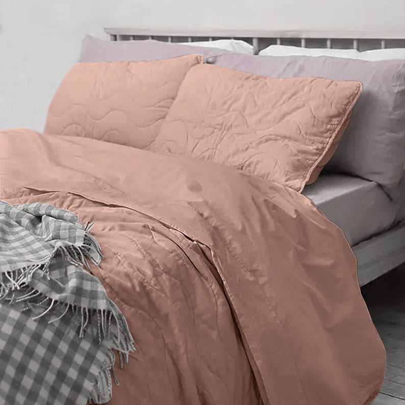 Piglet Stitch Linen Cotton Quilt Set - Soft Cotton Fill-Bed Sheet-DECOROLALA