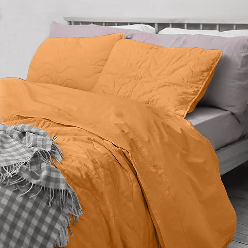 Piglet Stitch Pure Linen Quilt Set with Cotton Filling-Bed Sheet-DECOROLALA