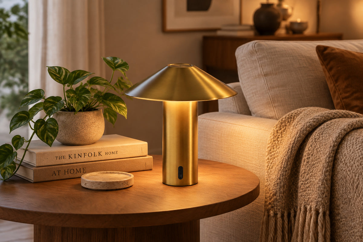 Pina LED Cordless Table Lamp - Antique Brass-Lighting-DECOROLALA