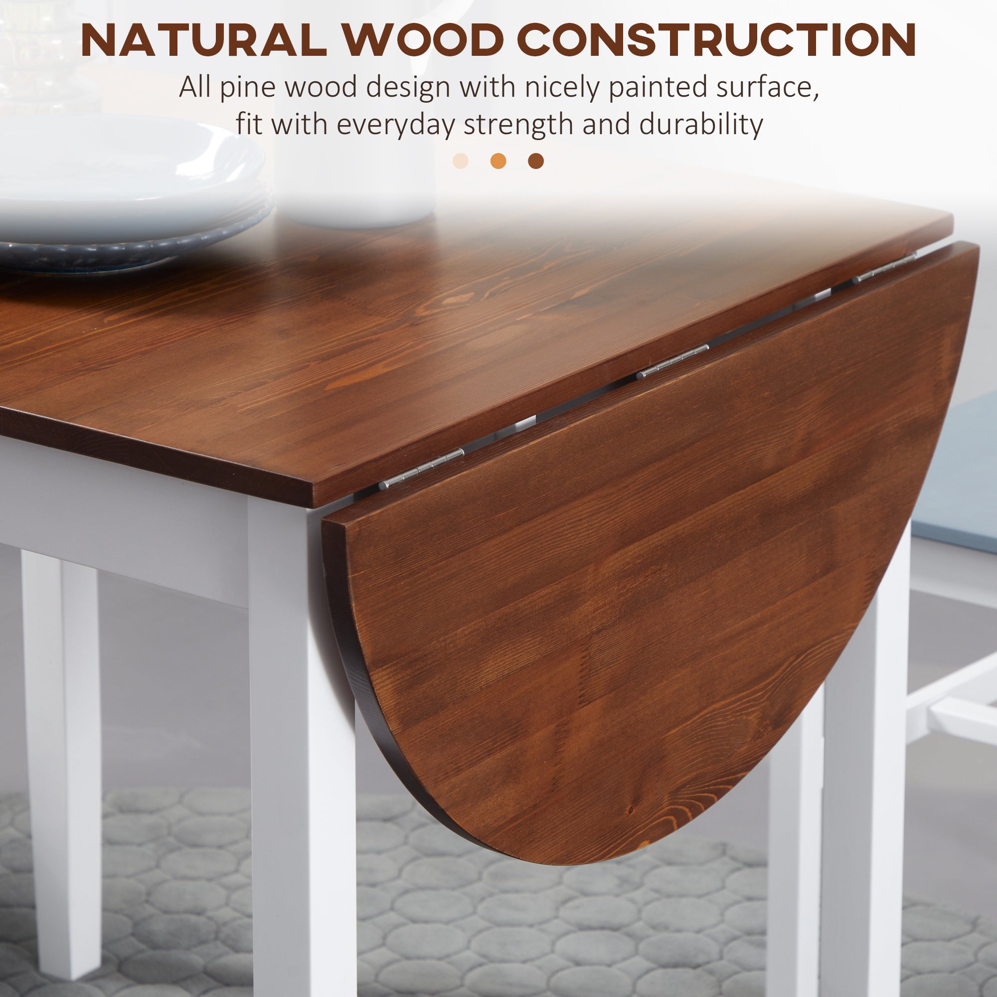 Pine Drop Leaf Dining Table - Seats 4-6 Natural-DECOROLALA