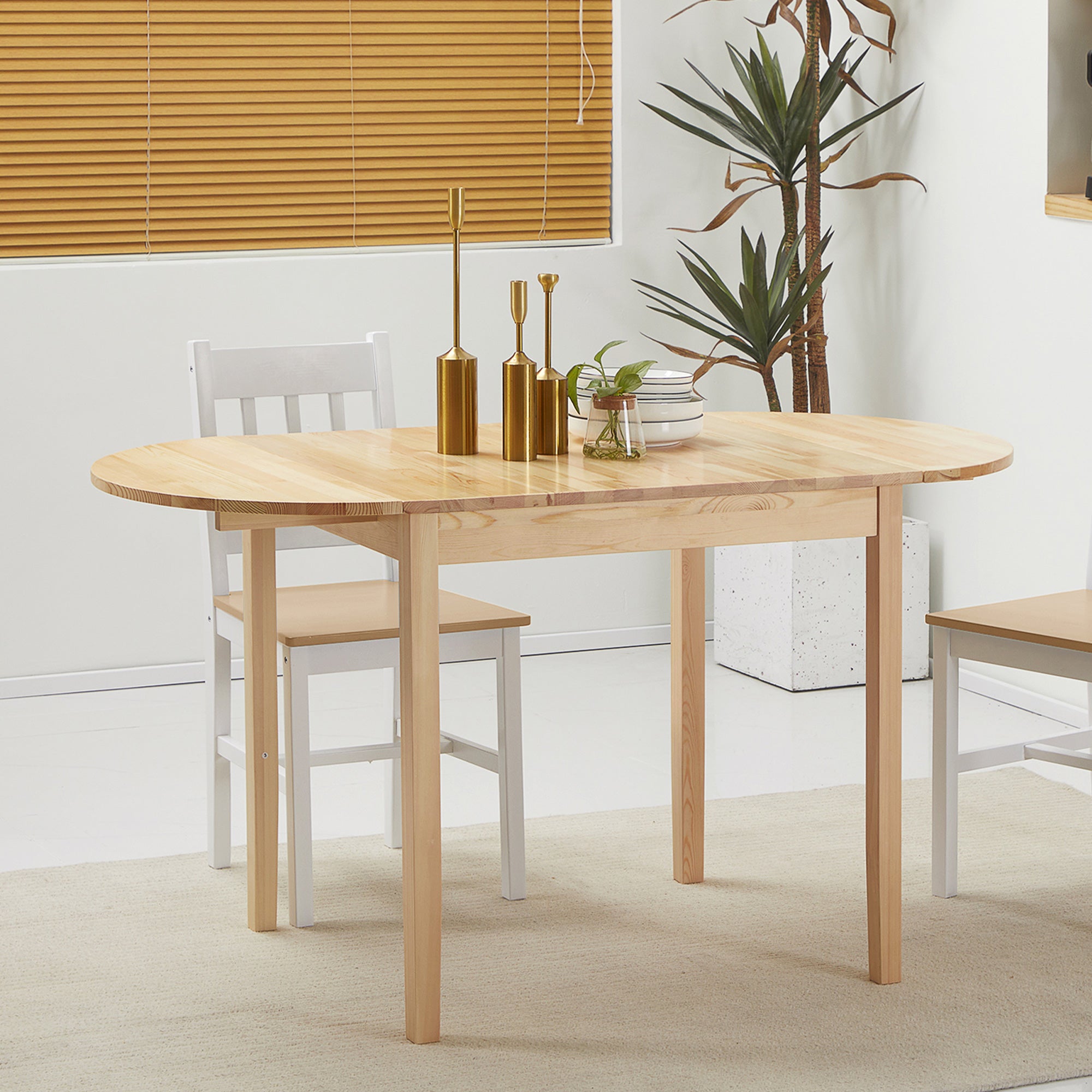 Pine Drop Leaf Dining Table - Seats 4-6 Natural-DECOROLALA