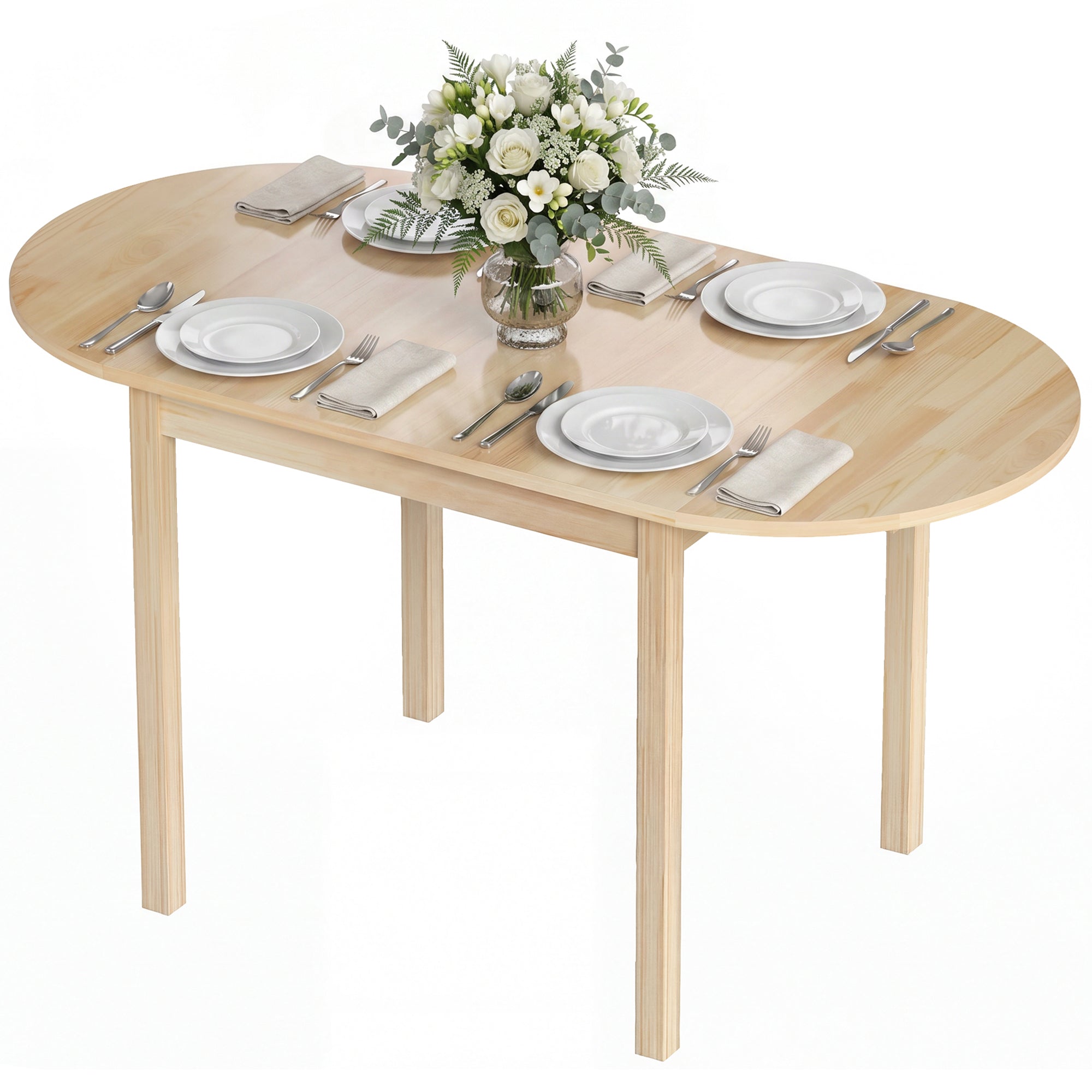 Pine Drop Leaf Dining Table - Seats 4-6 Natural-DECOROLALA