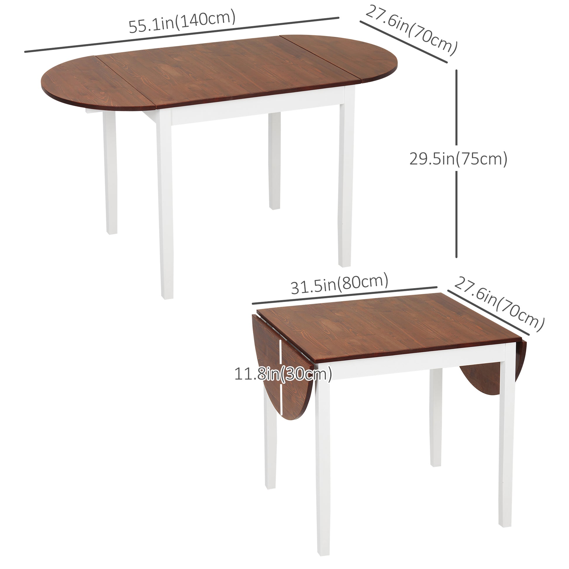 Pine Drop Leaf Dining Table - Seats 4-6 Natural-DECOROLALA