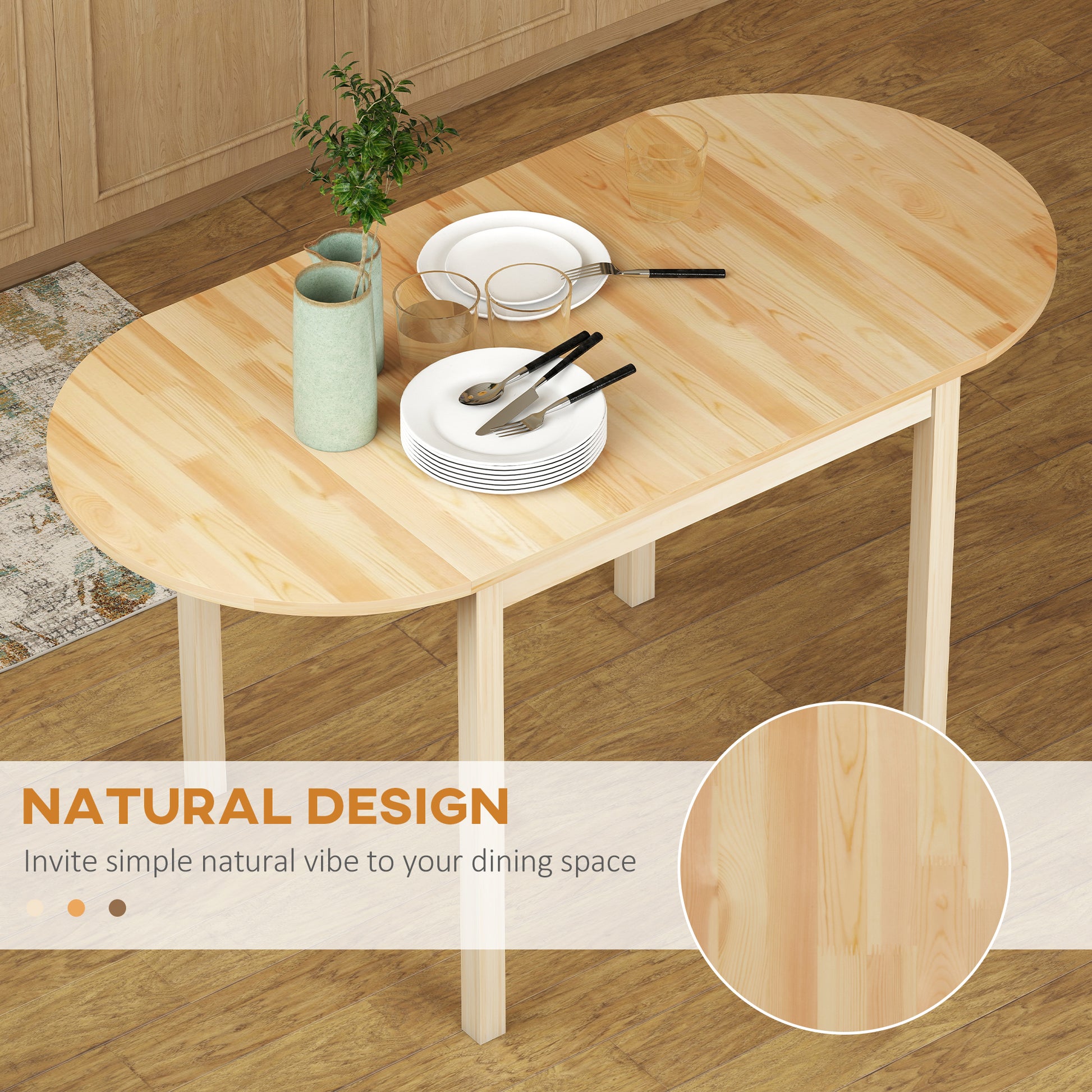 Pine Drop Leaf Dining Table - Seats 4-6 Natural-DECOROLALA