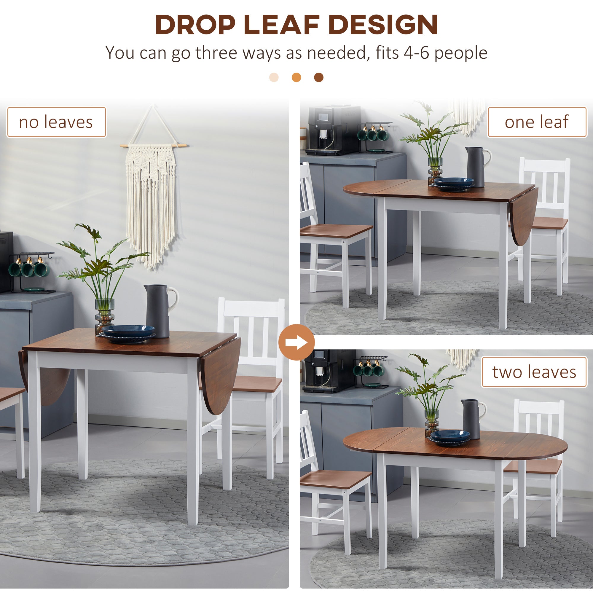 Pine Drop Leaf Dining Table - Seats 4-6 Natural-DECOROLALA