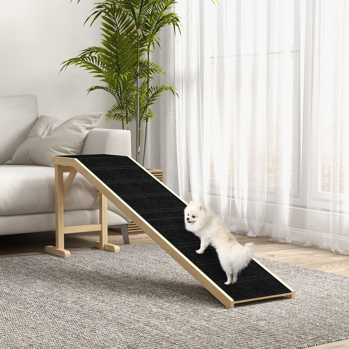 Pine Wood Pet Ramp for Dogs and Cats - 74"L x 25"H Natural-Dogs-DECOROLALA