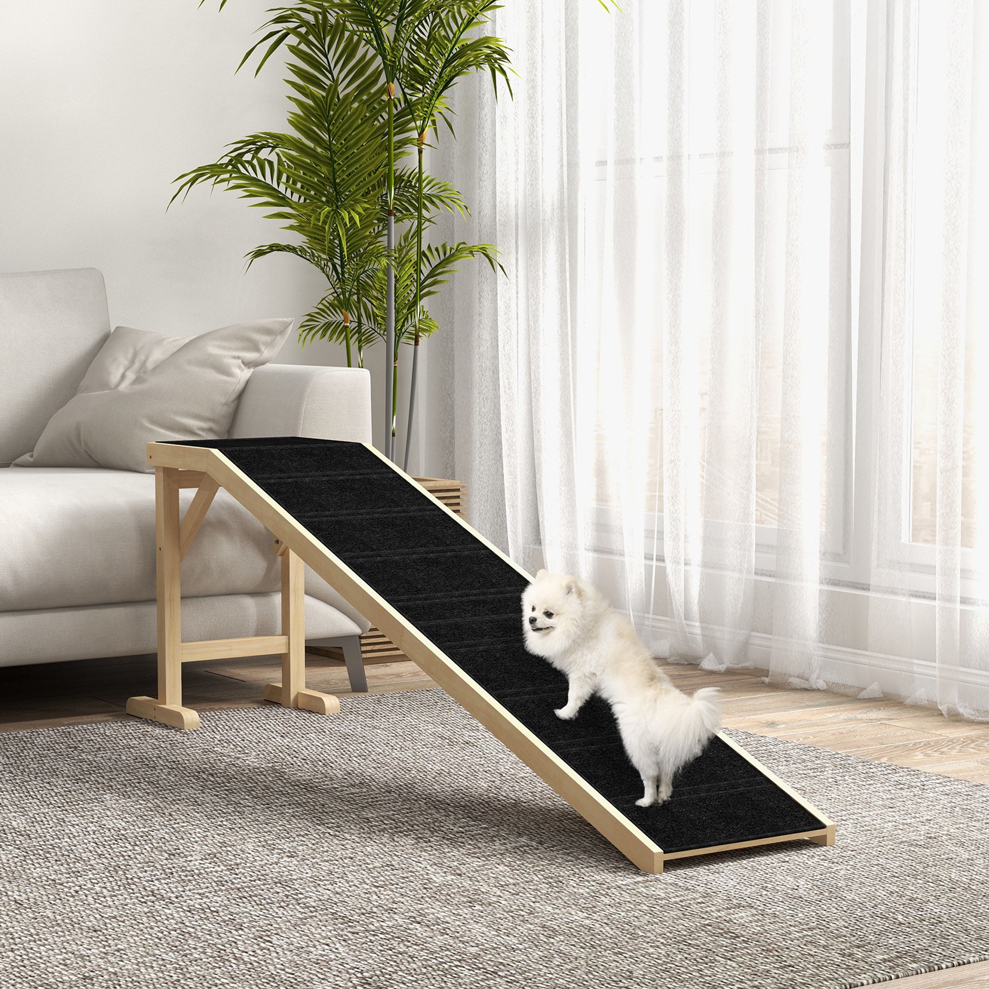 Pine Wood Pet Ramp for Dogs and Cats - 74"L x 25"H Natural-Dogs-DECOROLALA