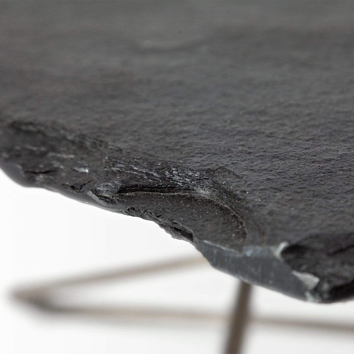 Pinera 37"x33" Black Slate With Iron Base Coffee Table-Coffee Tables-DECOROLALA