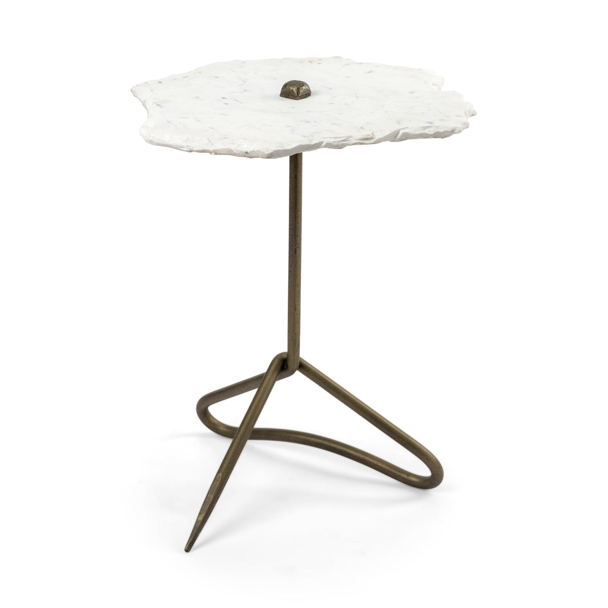 Pinera II 19L x 19W Slate Top W/ Triangular Iron Base Accent Table-Accent Tables-DECOROLALA
