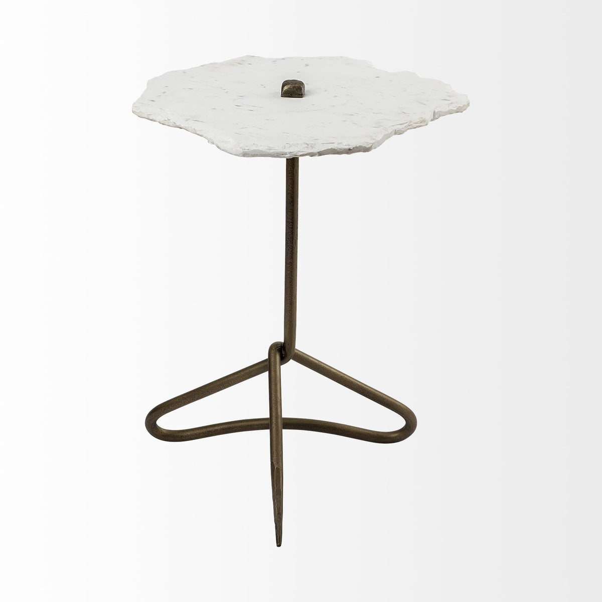 Pinera II 19L x 19W Slate Top W/ Triangular Iron Base Accent Table-Accent Tables-DECOROLALA
